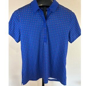 Under Armour Womens Golf Polo Shirt XL Blue Micro Dot HeatGear Short Sleeve